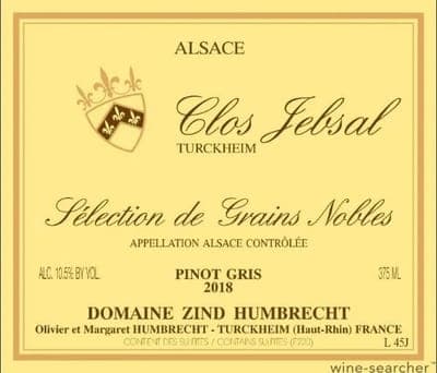 Zind-Humbrecht Clos Jebsal SGN Pinot Gris Alsace Grand Cru AOC 2016 375ml from Turquoise Wines