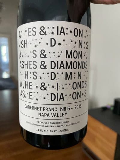 Ashes + Diamonds Cabernet Franc Napa Valley AVA 2018 from Turquoise Wines